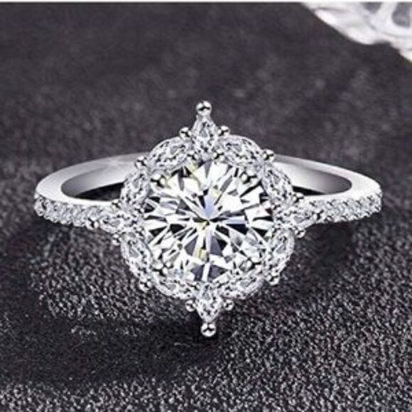 NEW Sterling Silver Diamond White Sapphire Wedding Ring - Picture 1 of 8